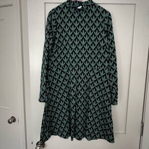 Boden Green and Black Long Sleeve Dress